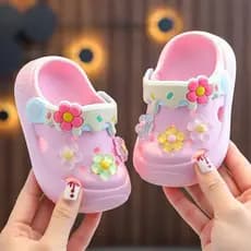 Babuche Infantil meninas Belo e delicado sapatos florais Sola macia e leve calçado infantil