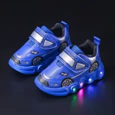 2025 Novo Tênis infantil Menino Tênis de carro com luz LED Confortável  antiderrapante Estudante Tênis de corrida