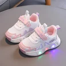 Tênis infantil Menino Menina Tênis casual de malha estudante de corrida com Com Luz LED que acende ao pisar