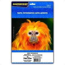 Papel Fotográfico Adesivo 130G Glossy A4 MASTERPRINT (PAPEL ADESIVO) Envio Imediato