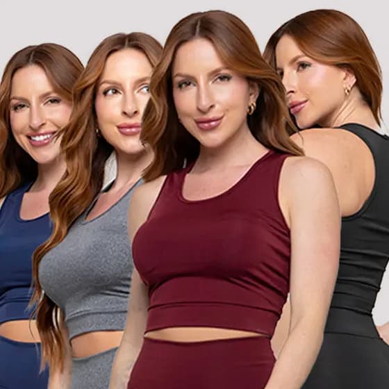 Kit 4 Top Cropped Fitness Nadador Academia Fitness Feminino