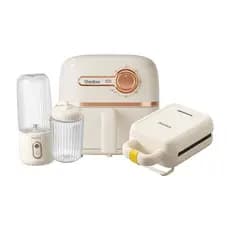 Fritadeira Sem Oleo Portatil Gaabor Kit Cozinha 3 em 1 Air Fryer Sanduicheira Liquidificador para Casa Viagem Presente