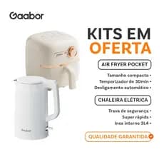 [Venda em conjunto] Gaabor Air Fryer 1,4L AF20M + Chaleira Elétrica 1,7L EK20M Regulação de Temperatura Fácil de Usar
