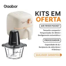 [Venda em conjunto] Gaabor 1,4L Air Fryer AF20M + Processador 2L MG-15M02A Vidro Lâminas Afiadas