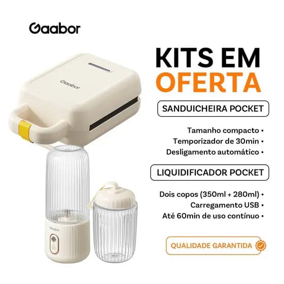 [Venda em conjunto] Gaabor Sanduicheira SM60M + Espremedor Portátil 350ml+280ml Bateria de Alta Capacidade