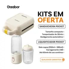 [Venda em conjunto] Gaabor Sanduicheira SM60M + Espremedor Portátil 350ml+280ml Bateria de Alta Capacidade