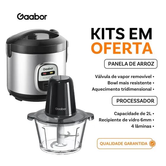 [Venda em conjunto] Gaabor 1L Rice Cooker RC20M + Processador Multislice 2L MG-15M02A