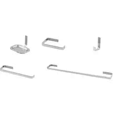 Kit 5 Peças Acessórios Para Banheiro Lavabo Metal Polido Quadrado