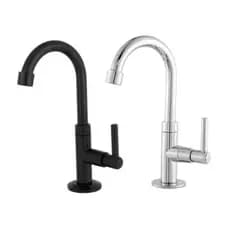 Torneira De Mesa Bancada Preta/Cromada Para Banheiro Lavabo Bica Movel De Abs 1/4 De Volta