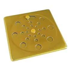 Ralo Grelha Dourado Quadrado 9,4x9,4Cm Anti Inseto E Odor Abre E Fecha
