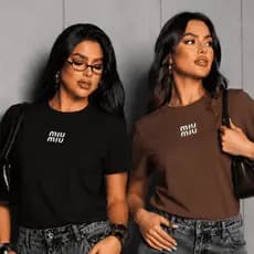 Kit 2 T-Shirt Feminina Estampada 100% Algodão Pronta Entrega
