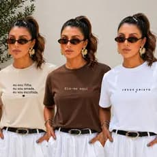 Kit 3 Camisetas Evangélica T-Shirt Feminina Religiosa 100% Algodão Pronta Entrega