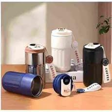 Copo Térmico Cafe Inox Portátil Com Tampa 460ml, Com Led-LD