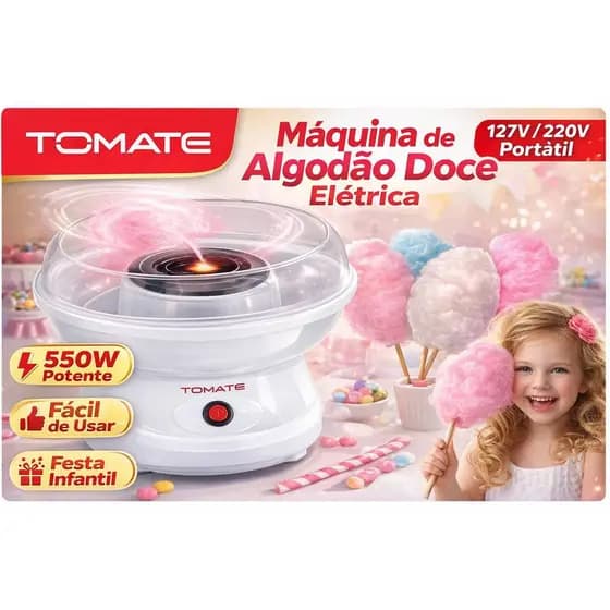 Máquina de Algodão Doce Elétrica Portátil 127V ou 220V Fácil de Usar para Festa Infantil