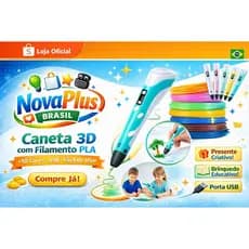 Caneta 3D Impressora 3D Pen com Filamento PLA Colorido USB Infantil Educativa Criativa Presente
