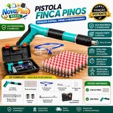 Pistola Finca Pinos Profissional com Kit Completo | Ferramenta de Fixação para Concreto Drywall e Estruturas Metálicas