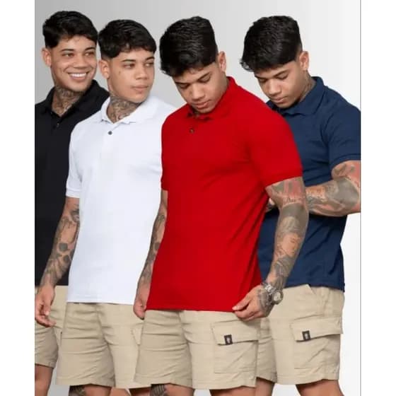 Camisa Gola Polo Masculina LISA Malha Piquet Tendência Casual