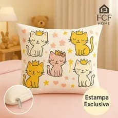 Jogo de Lençol Infantil Gatinhos Mágicos Estampa Exclusiva Micropercal 400Fios Detalhe Em Zíper