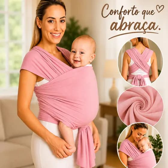 Baby Sling Mamãe Canguru Para Bebê Carregador 100% Algodão Confortável Ajustável Seguro