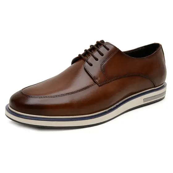 Social Masculino, Couro  Sapato Masculino, Bico Redondo, costurado, amarrar, couro legitimo