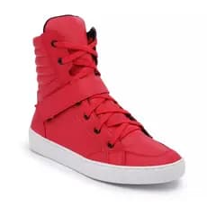 Tenis Vegano Cano curto Feminino Vermelho com Tira, sintético, confortável, dia a dia, urbano , academia