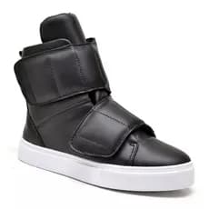 Tenis Vegano Cano curto Feminino com Tiras em Velcro, academia, preto, vermelho, branco, leve, conformável, sintético.