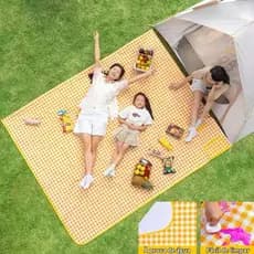 Tapete de piquenique portátil e dobrável: ideal para acampamentos ao ar livre e festas, com dimensões de 200×200 cm.