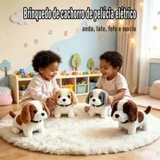 Brinquedo de Cachorro de Pelúcia Elétrico - Anda, Late, Fofo e Macio, Presente Perfeito Para Crianças!