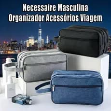 Bolsa Necessaire Masculina Resistente para Cosméticos, Viagem, Academia e Uso ao Ar Livre