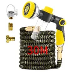 Mangueira de Jardim com Saboneteira Resistente 30 Metros Alta Pressão Pistola 8 Modos Interruptor Rotativo para Jardim