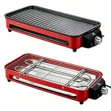 Churrasqueira Elétrica LONYAN 1500W 127V 220V Portátil Sem Fumaça Antiaderente Grelha 2 em 1 Chapa Plana Casa Churrasco
