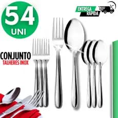 Kit Jogo Talheres Inox 54 Peças  Completo para Mesa do Dia a Dia e Eventos Talher Para Jantar Almoço