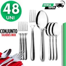 Kit Jogo Talheres Inox 48 Peças  Durabilidade e Elegância no Dia a Dia Talher para Almoço Jantar