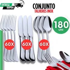 Jogo 180 Talher Talheres Inox Premium Cozinha Restaurante Bar Qualidade Resistência Talheres Multius