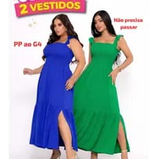 KIT 2 Vestidos Longo Feminino Casual Elegante Moda Festa Evento Formatura Igreja Verão Promoção Midi Barato Lastex Fenda