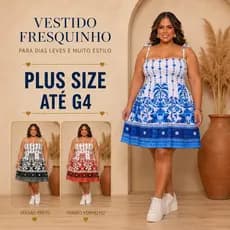 Vestido Curto Plus Size Estampado Modelador Verão Tomara Que Caia Alças Lastex Feminino Crepinho Dia Dia Tendencia 2026