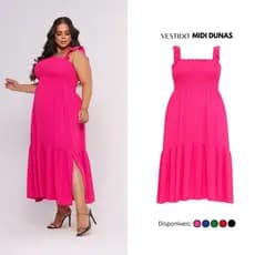 Vestido Longo Plus Size Com Alça Larga E Saia Fluída