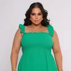 Vestido Longo Plus Size Feminino Com Silhueta Solta E Fenda