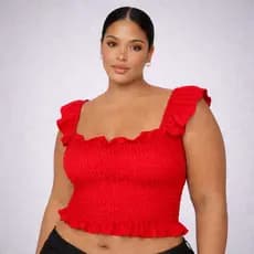 Cropped Plus Size Lastex Alça Babado Modelador Soltinho Confortável Moda Feminina Tendência 2026 Verão Regata Blusa