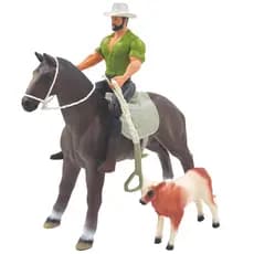 Kit Boneco Vaqueiro Com Cavalo e Bezerro - DB Play