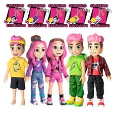 Kit 5 Bonecos Dos Rosa Emilly Vick + Katlen + Leozin + Void + Robson Youtuber 25cm Vinil Original - Baby Brink