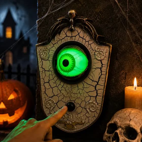 Campainha Halloween Som Luz LED Decoração Porta Assustadora