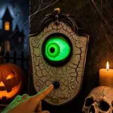 Campainha Halloween Som Luz LED Decoração Porta Assustadora