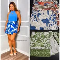 SHORT SAIA ESTAMPADO DO MOMENTO COM ELASTICO NA COSTA CON AMARRACAO.