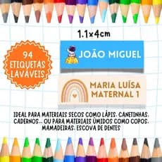 🚀 ENVIO RÁPIDO🚀 KIT 94 ETIQUETAS ESCOLAR A PROVA D'ÁGUA - ETIQUETA LAVÁVEL- 94 ETIQUETAS VINIL- ETIQUETA PERSONALIZADA