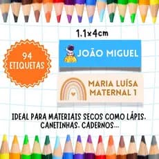 🚀 ENVIO RÁPIDO🚀 KIT 94 ETIQUETAS ESCOLARES PERSONALIZADA COM NOME - VOLTA AS AULAS- ETIQUETA MATERIAL ESCOLAR