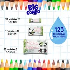 🚀 ENVIO RÁPIDO🚀 KIT 123 ETIQUETAS ESCOLARES A PROVA D'ÁGUA - PANDA -ETIQUETA LAVÁVEL-VOLTA AS AULAS -123 ETIQUETAS VINIL