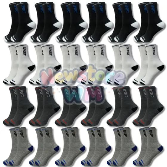 Kit com 24 Pares Meias de Cano Alto com Algodão Esportiva meia adulto Respiráveis Antiodor Nervuras Para Homens E Mulher