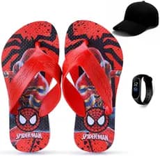 Kit Chinelo Infantil Menino Homem Aranha + Boné + Relógio Digital