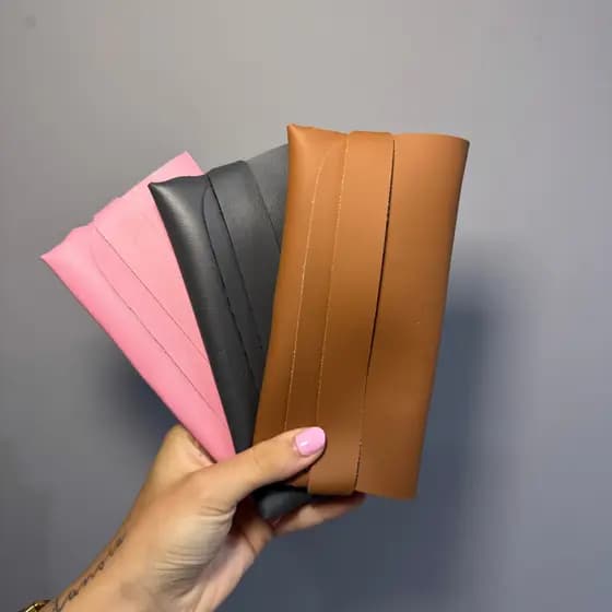 Estojo para Óculos de Sol Couro Sintético Ecológico com Flanela Porta Óculos Case